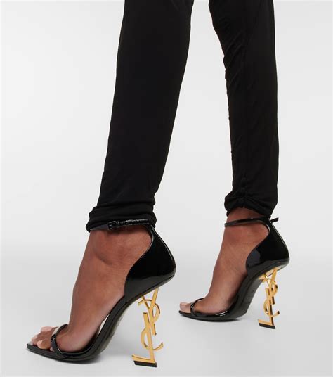 Saint Laurent Opyum Sandals In Patent Leather With Gold